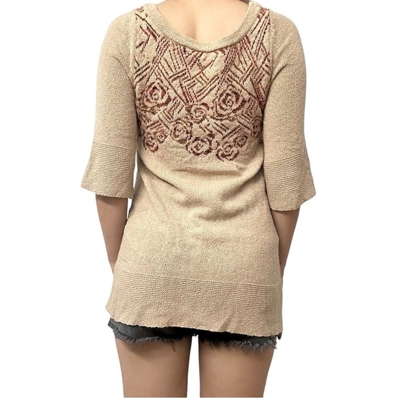 Free People Sweater Top Blouse Knit Wool Brown Boho Fall Fairy Grunge Size Small - Picture 3 of 8